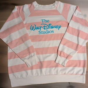 Vintage 1980's The Walt Disney Studios Pink Striped Sweatshirt Oversized S M L